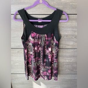 Agenda Purple Paisley Sleeveless Top Size Medium